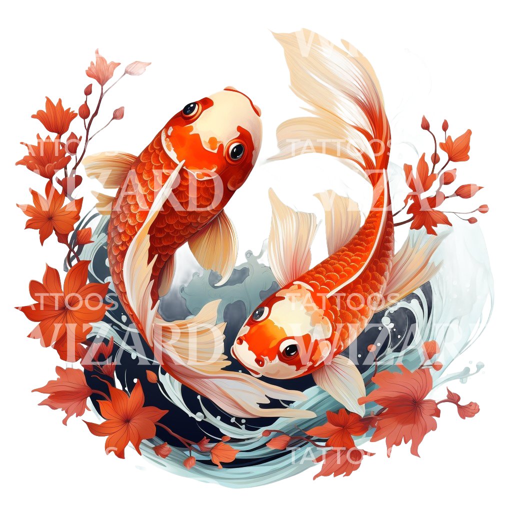 Traditional Japanese Koi Fish Tattoo Design