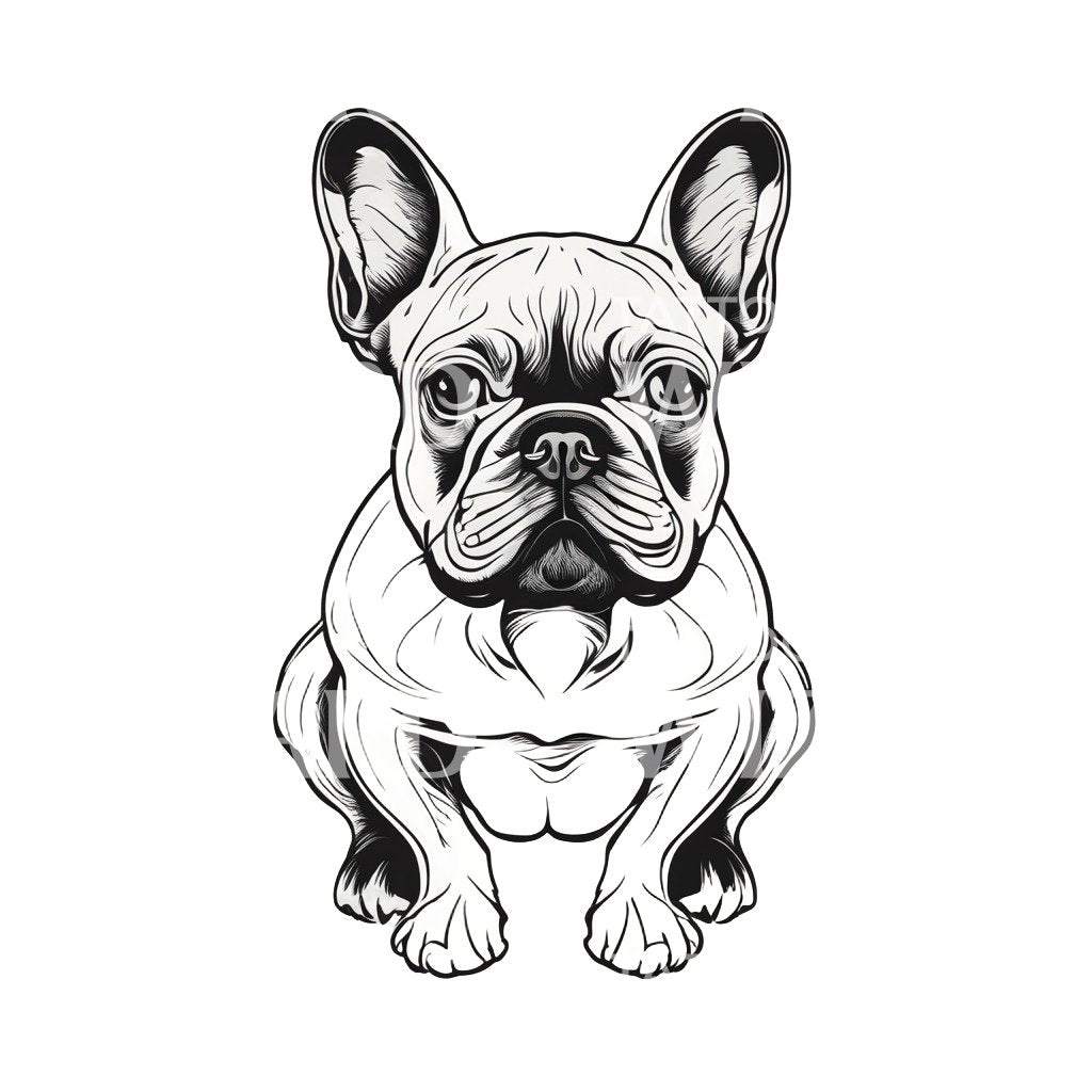 French BullDog Dog Tattoo Design