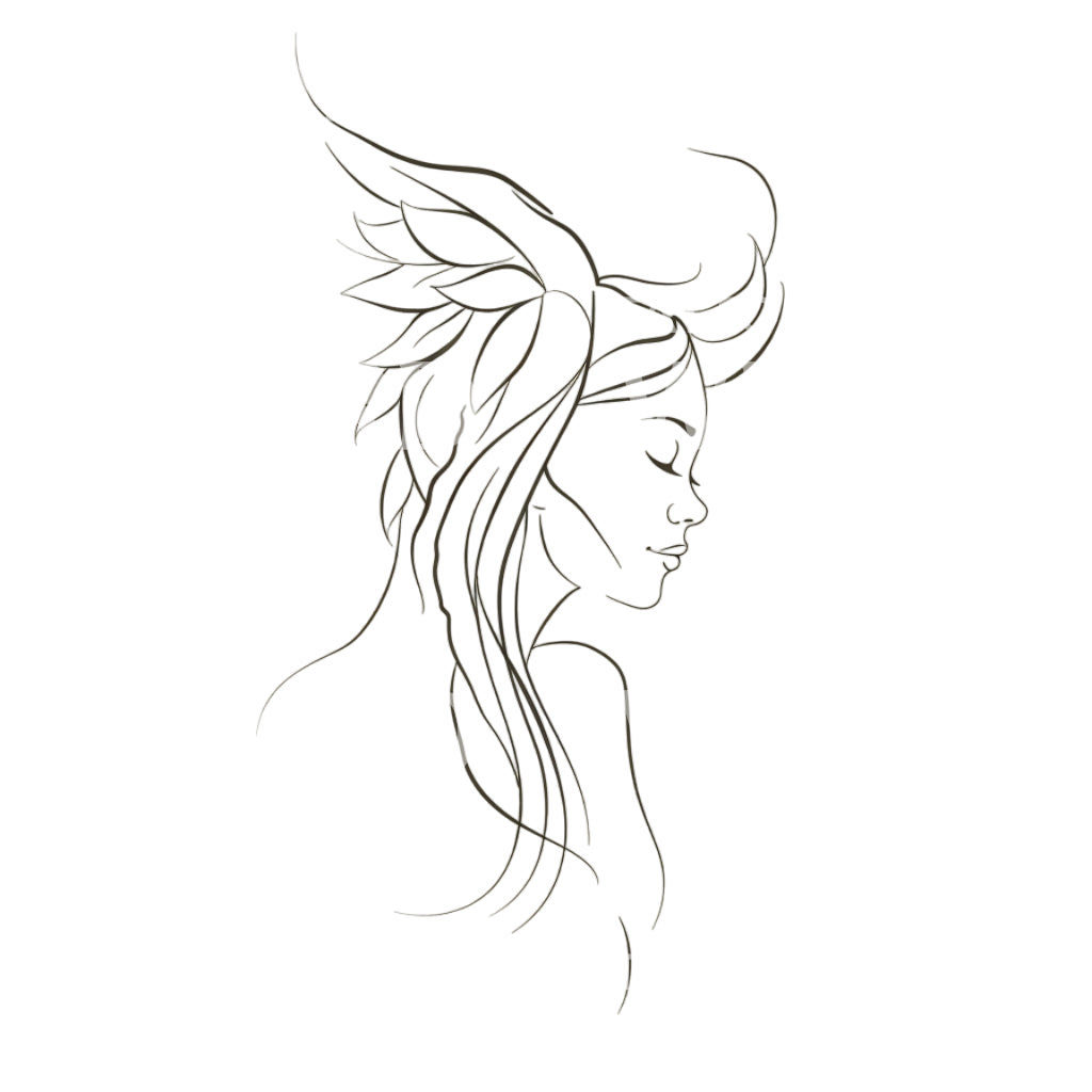 Fine Lines Nature Spirit Tattoo Design
