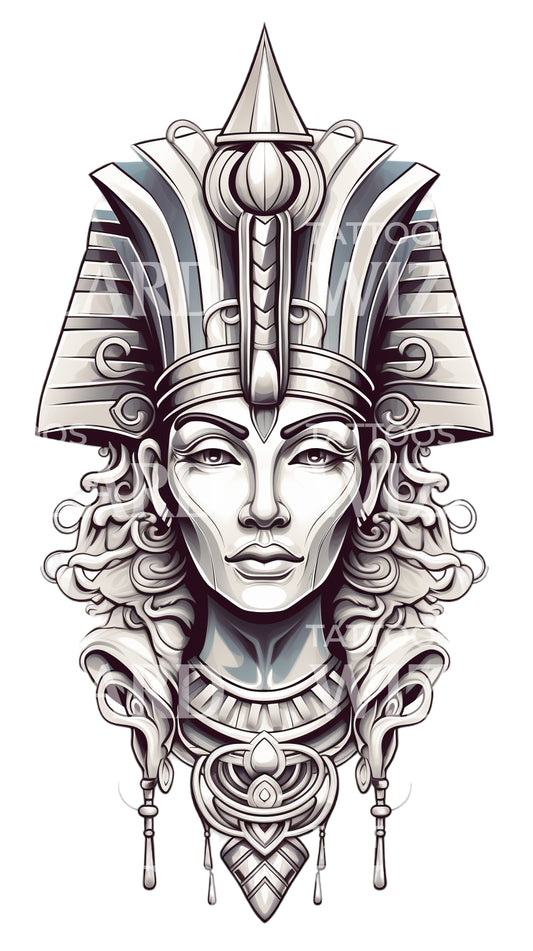 Pharaoh Portrait Illustrative Tattoo Design