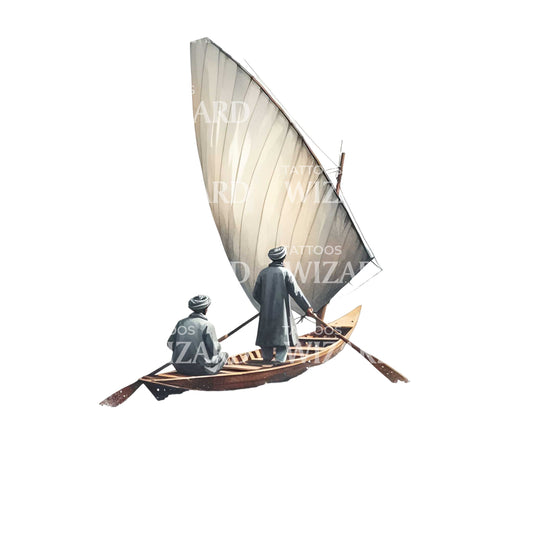 Sailing In Valley Tattoo Design