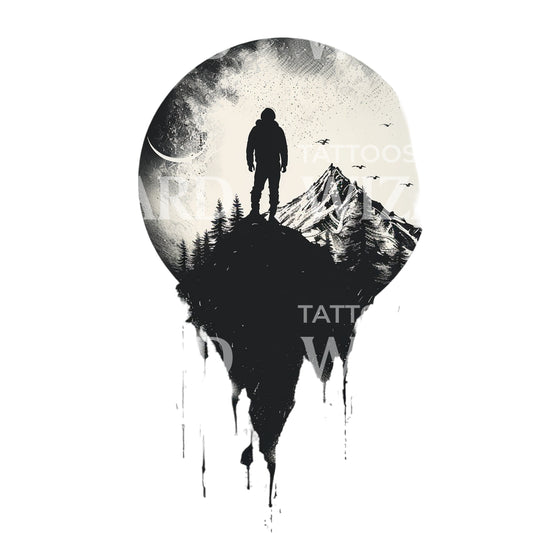 Loner Explorer Dotwork Tattoo Design
