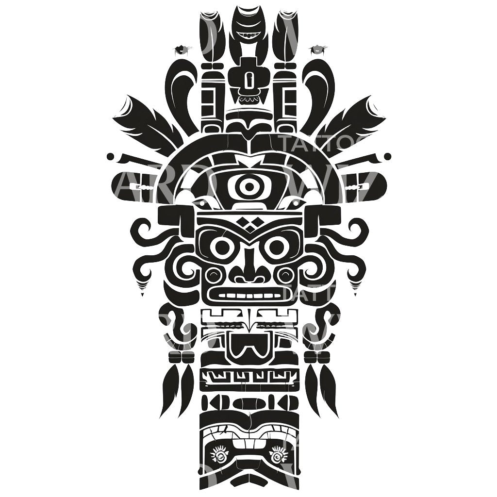 Mayan Totem God Tattoo Design