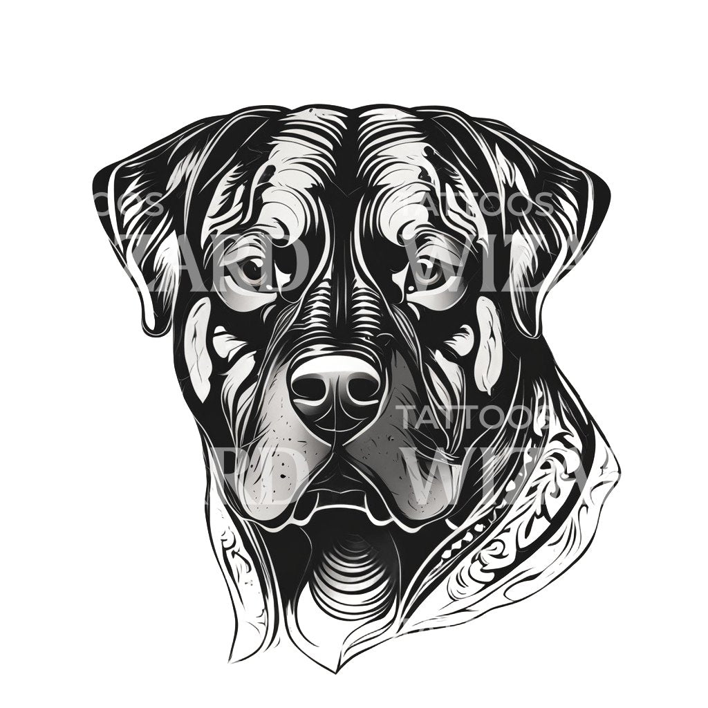 Rottweiler Dog Head Tattoo Design