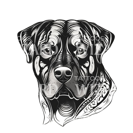 Rottweiler Dog Head Tattoo Design