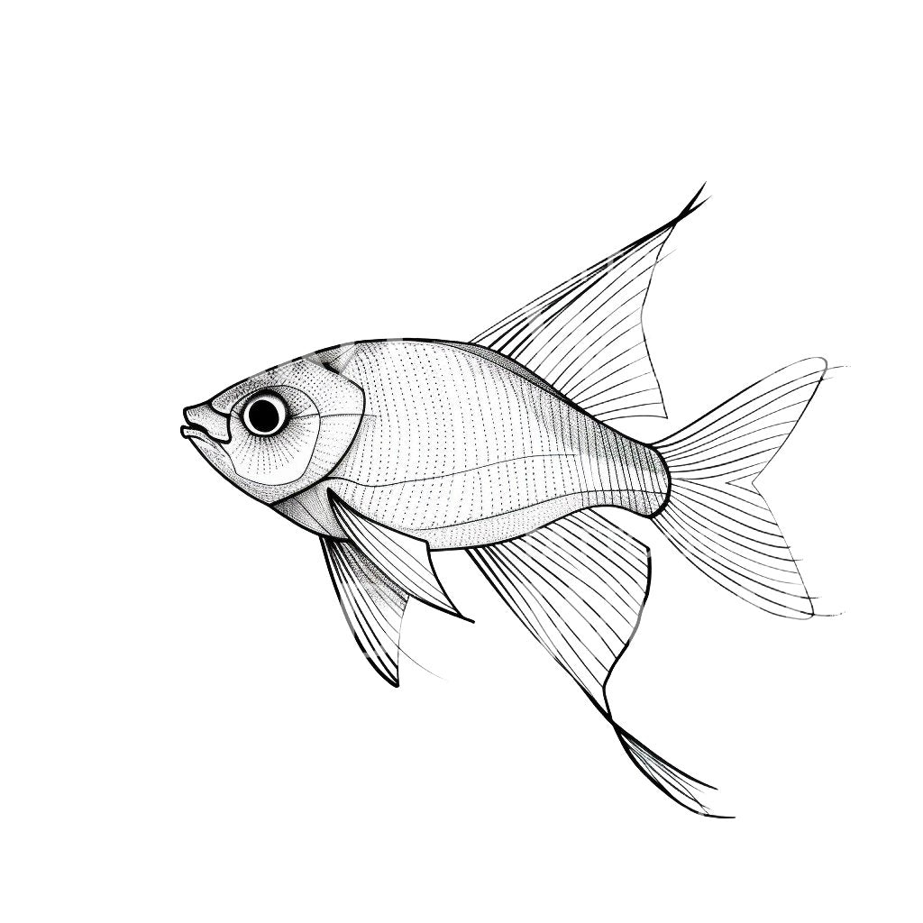 Dotwork Black and Grey Fish Tattoo Design