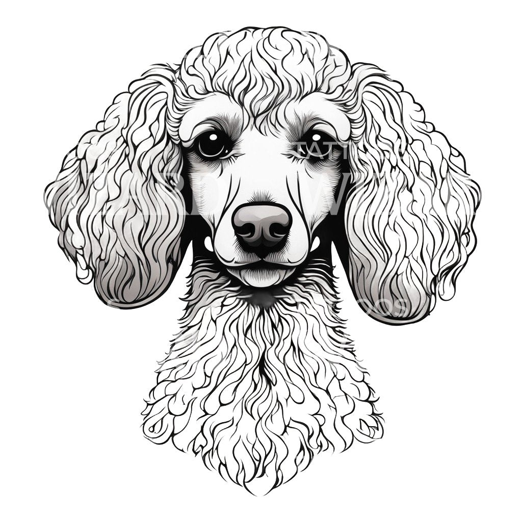 Poodle Dog Head Tattoo Design