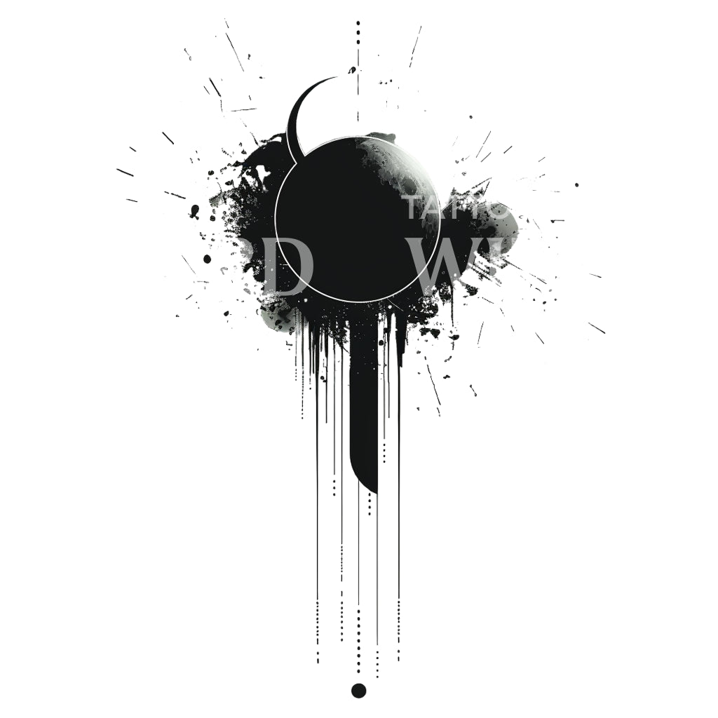 Minimalist and Abstract Solar Eclipse Tattoo Design