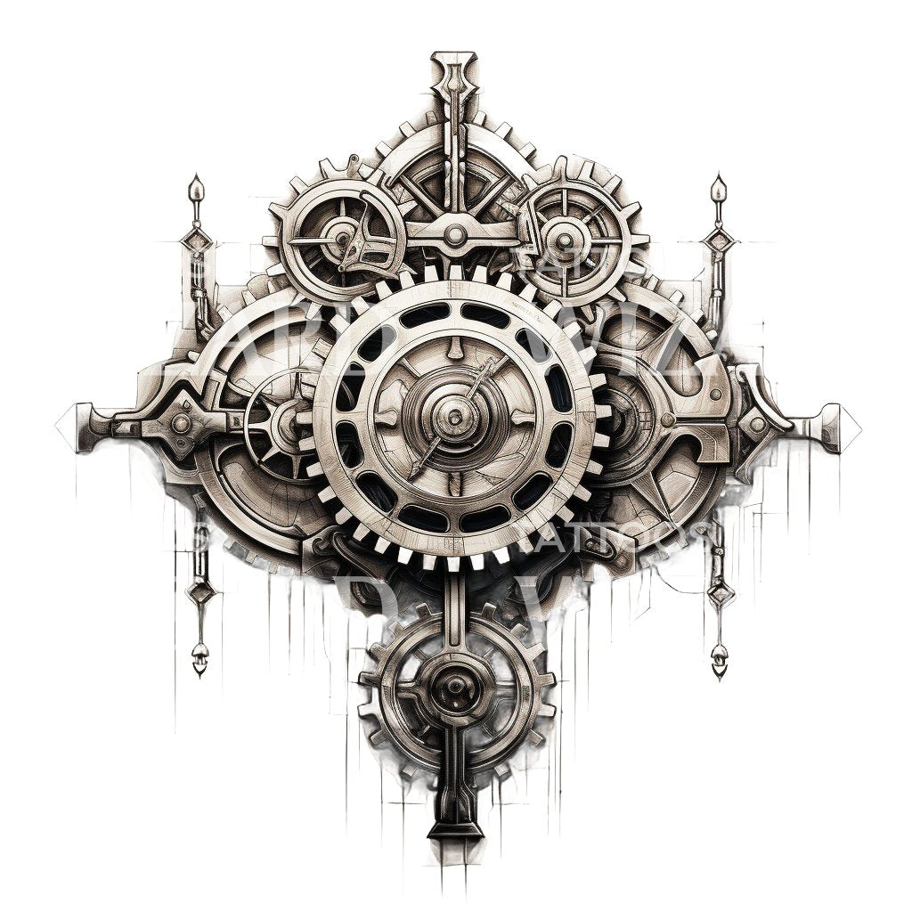 Gears Tattoo Design Sketch