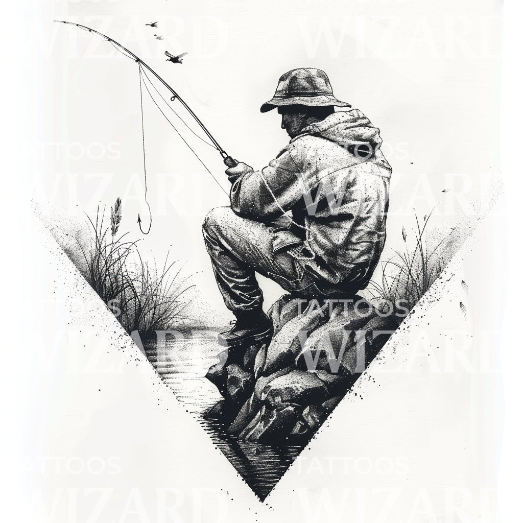 man fishing tattoo