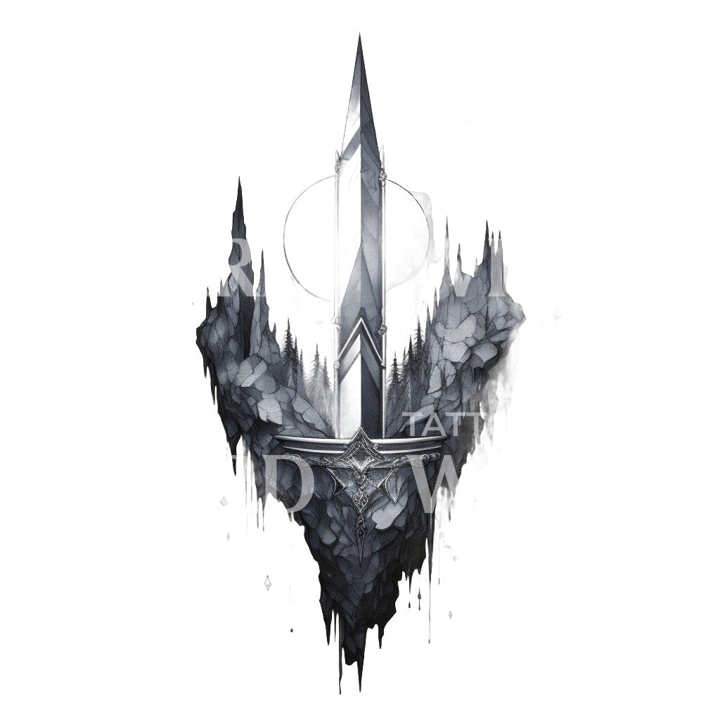 Lord of The Ring Inspired Tower Tattoo Design