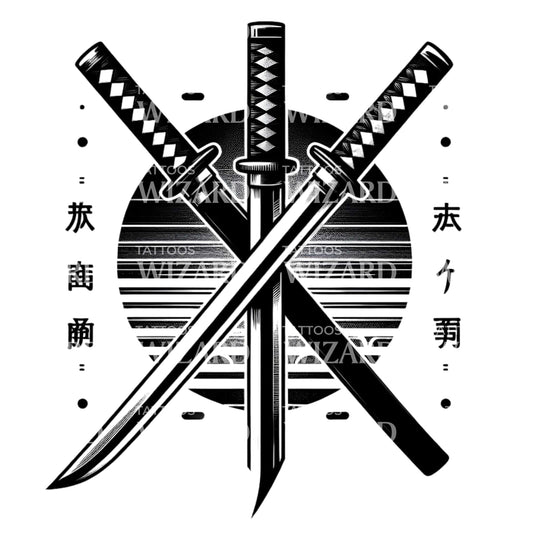 Couple Of Katana Tattoo Design