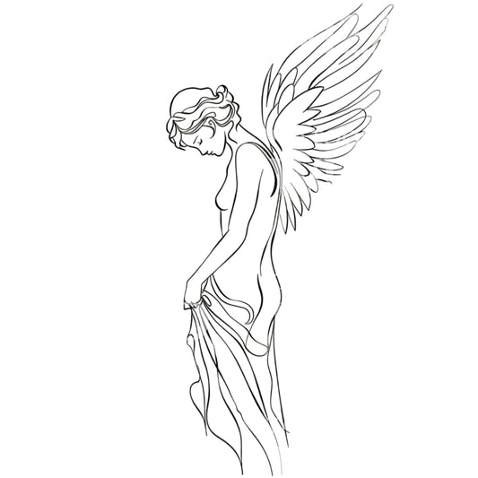 Sorrow Angel Minimalist Tattoo Design