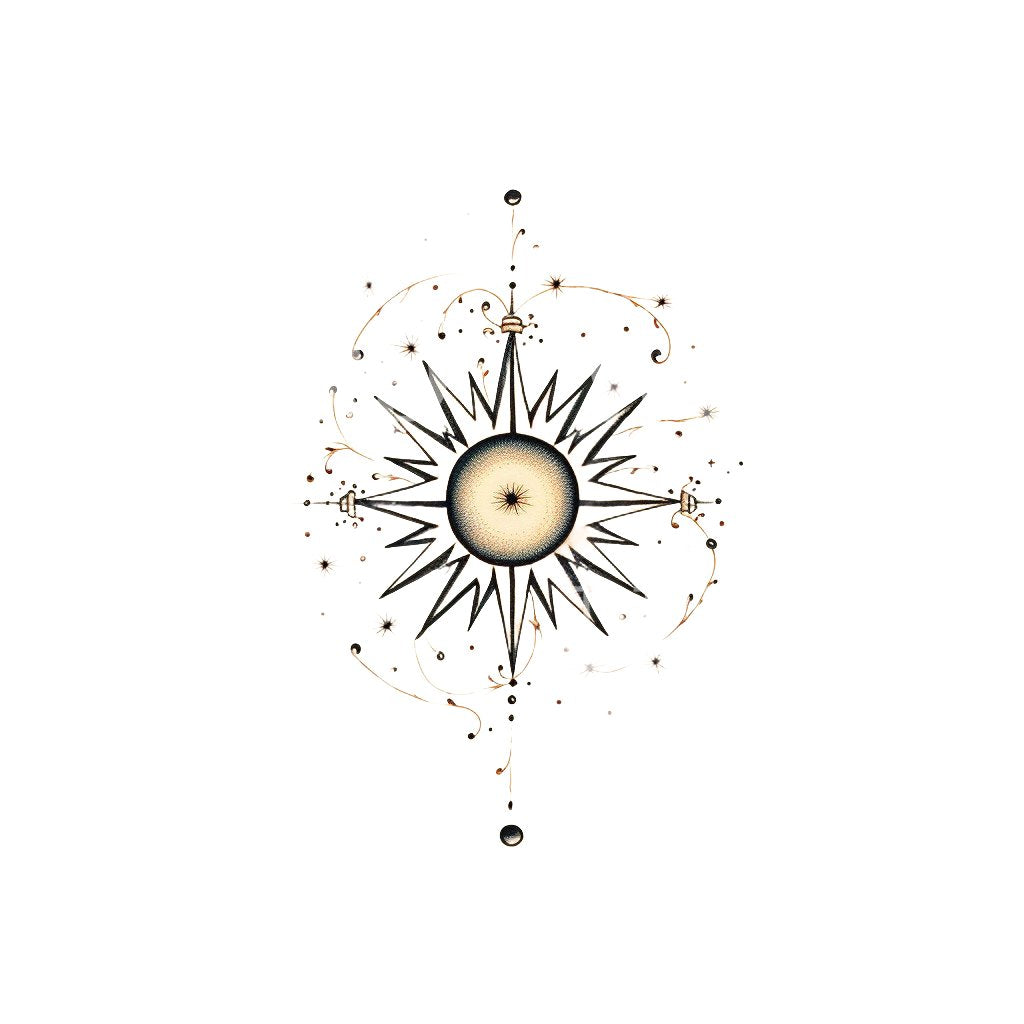 Minimalist Old School Sun Tattoo Design