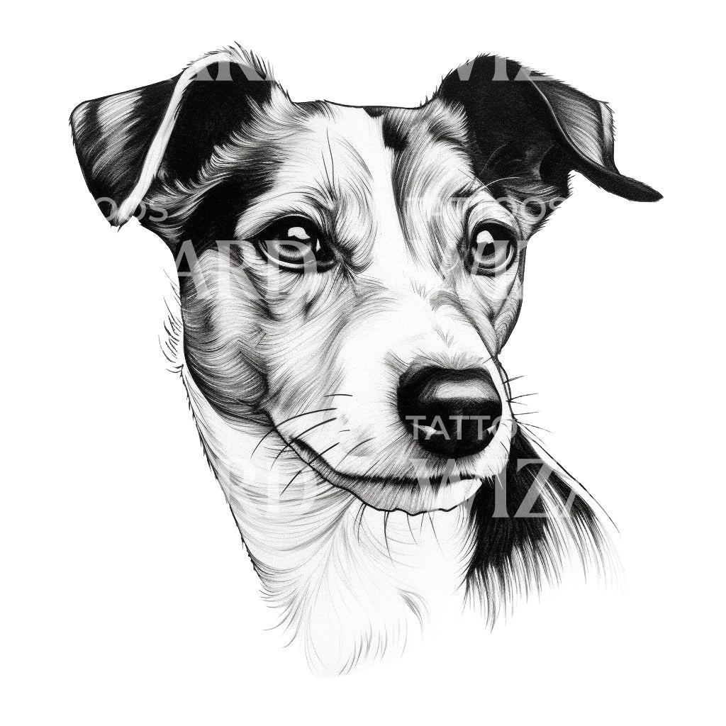 Jack Russell Terrier Portrait Tattoo Design