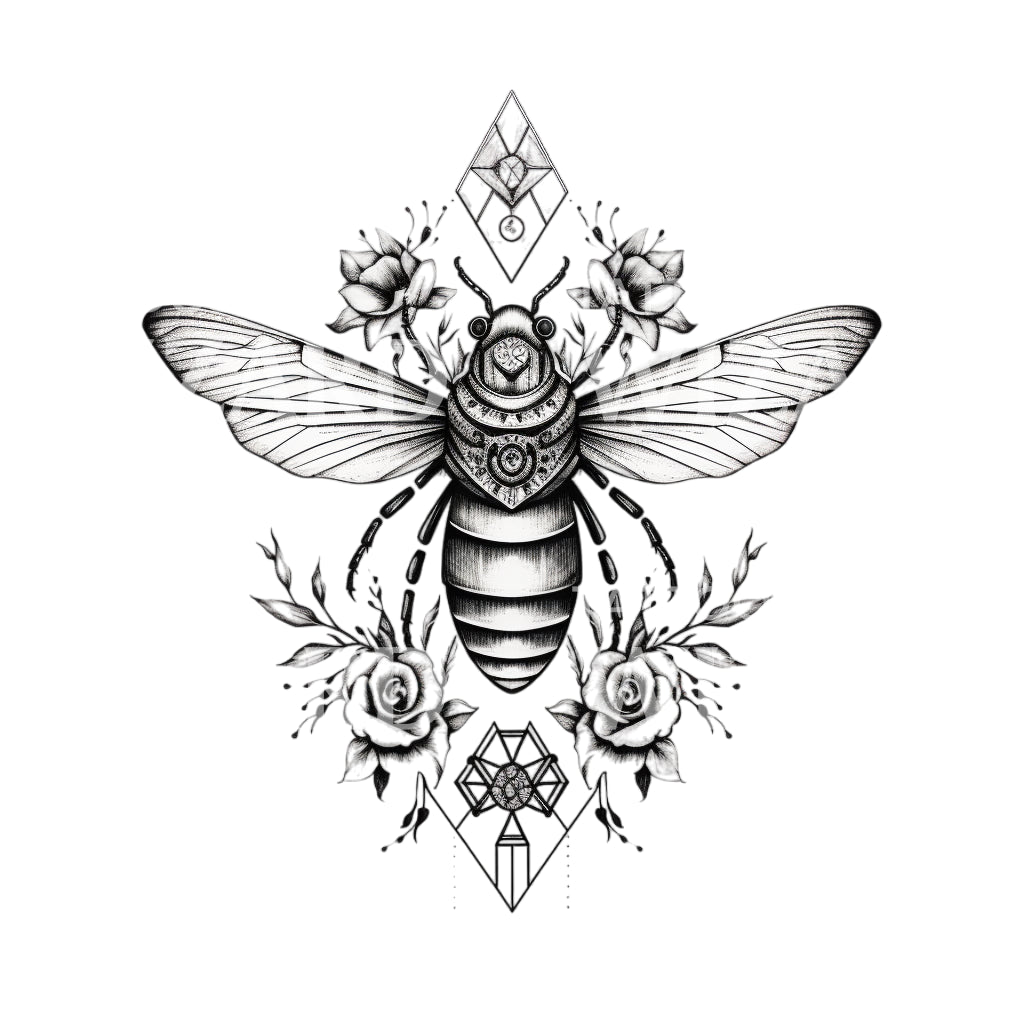 Geometric Bee Tattoo Design