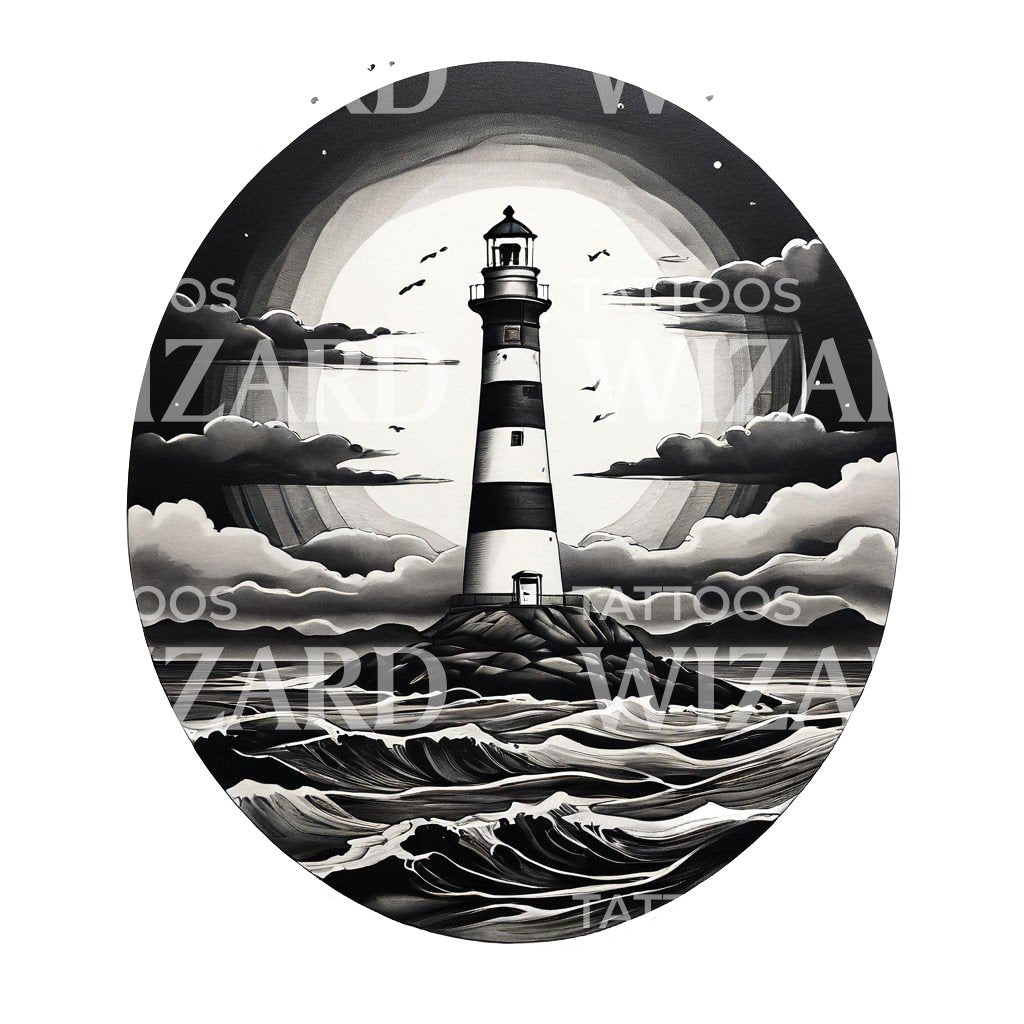 Minimalistic Lighthouse Tattoo Design