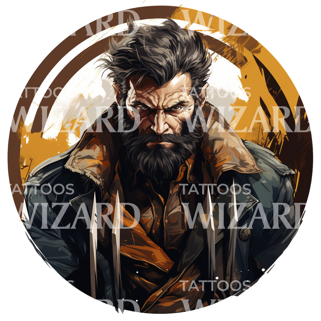Anime Style Wolverine Tattoo Design