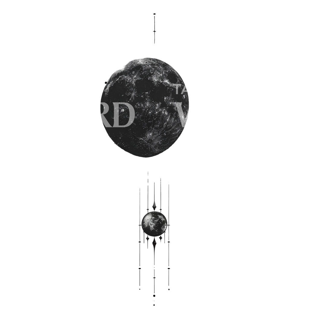 Dark Moon and Crescent Tattoo Design