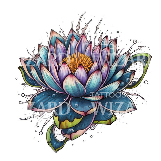 New School Lotus Flower Tattoo Design
