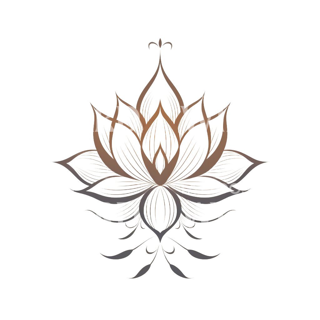 Fineline Lotus Flower Tattoo Design