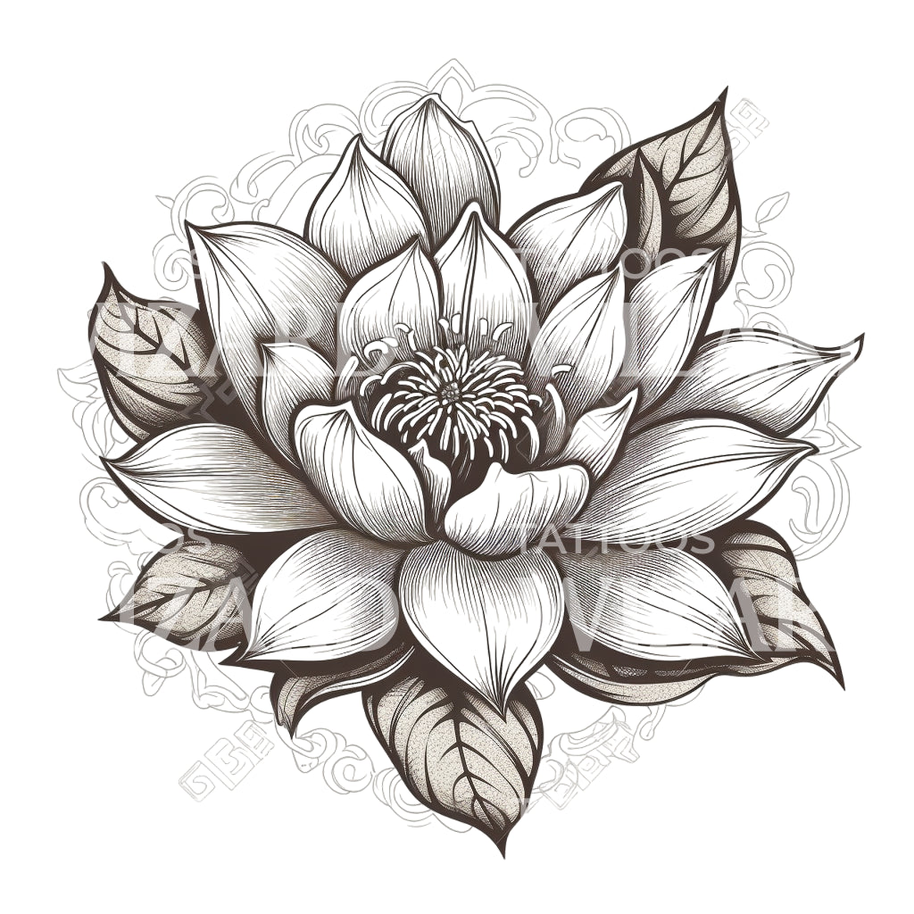 Sketch Lotus Flower Tattoo Design