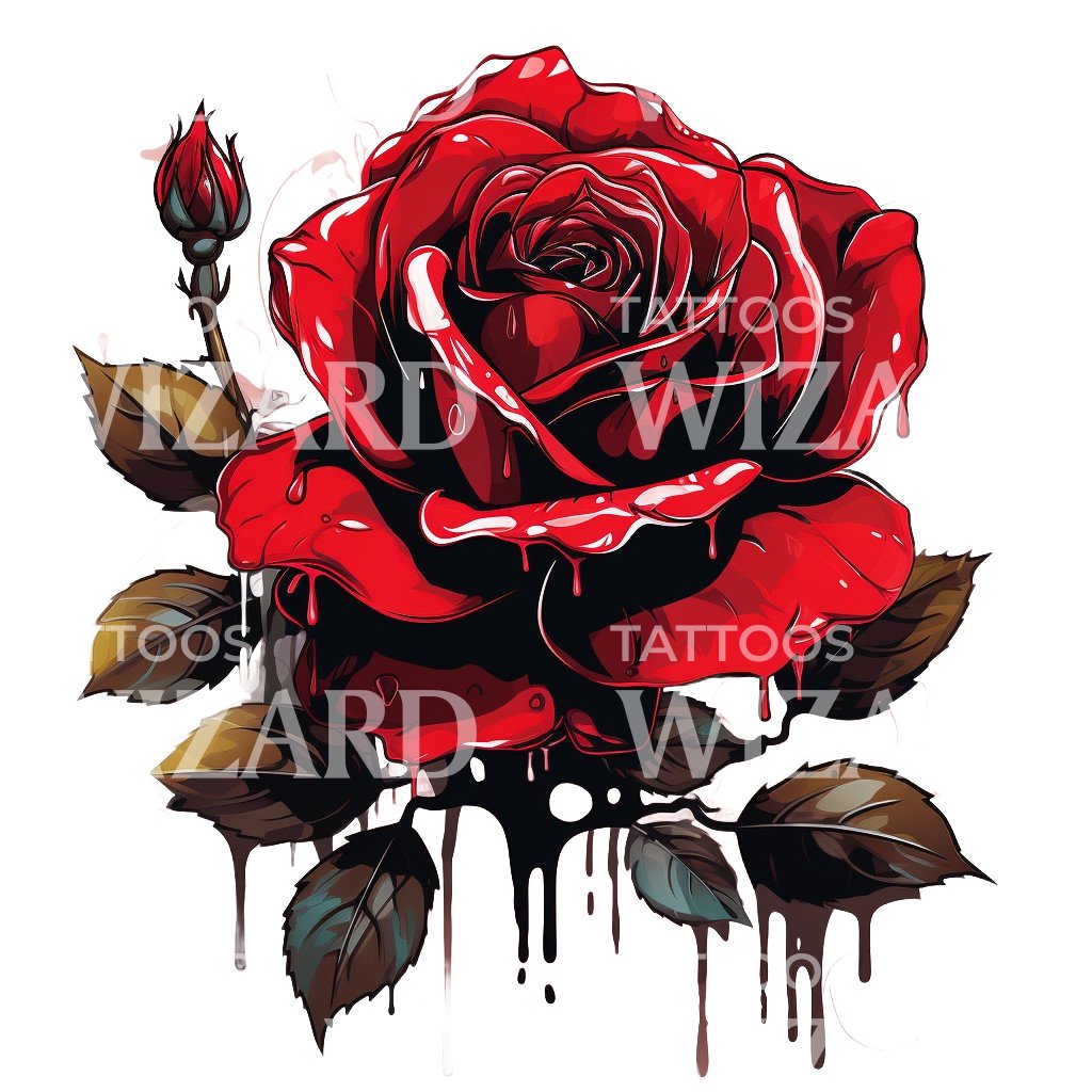 Dripping Rose Tattoo Design