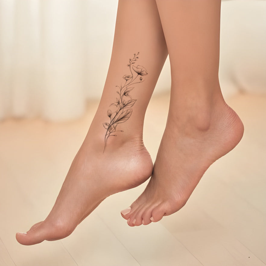 Delicate Flower Fineline Style Tattoo Design