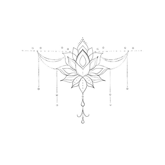 Ornamental Lotus Fineline Tattoo Design