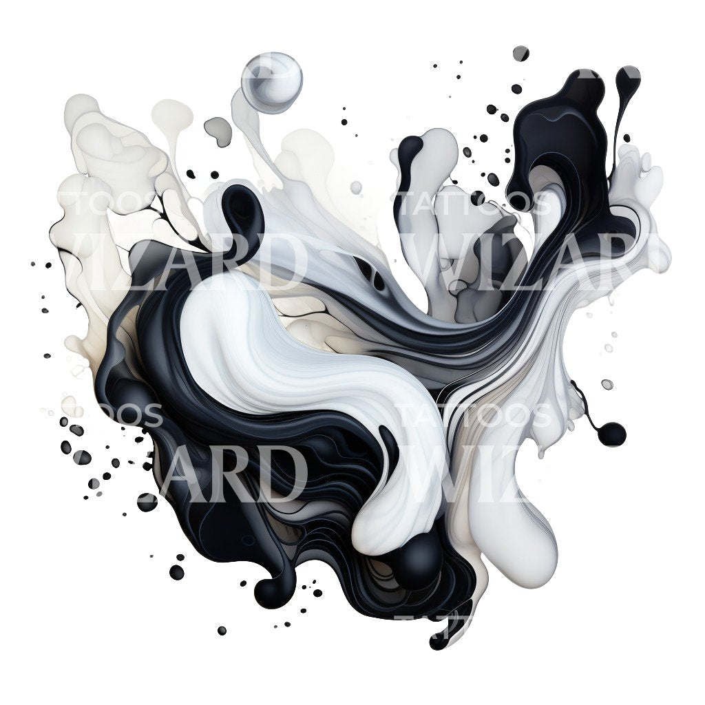 Ink Stains Flowing Abstract Tattoo Design