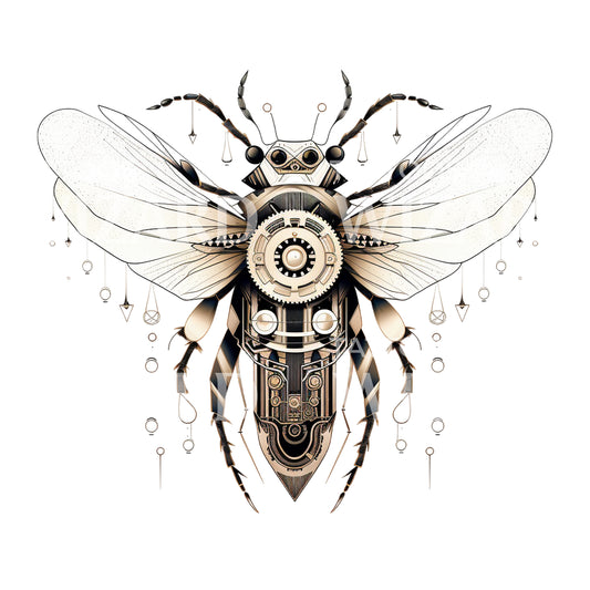 Futuristic Golden Insect Tattoo Design