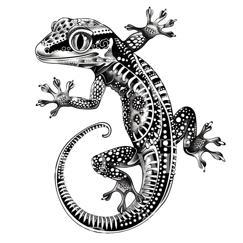Traditional Gecko Tattoo Design