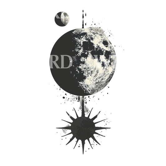 Dark AcademiMoon and Sun Tattoo Design