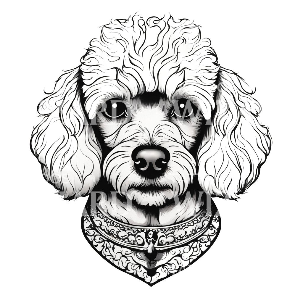 Poodle Dog Head Tattoo Design