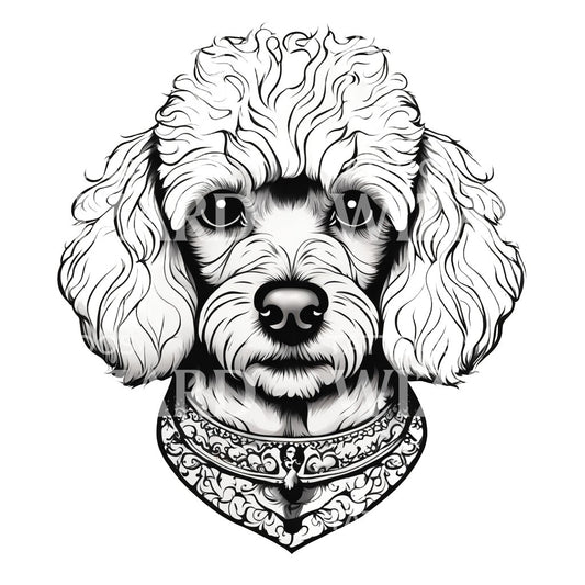 Poodle Dog Head Tattoo Design