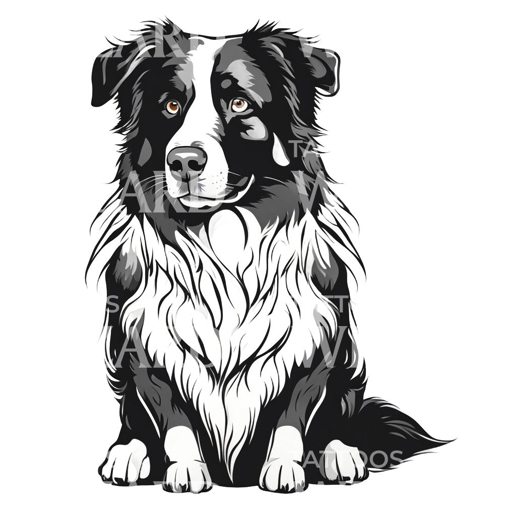 Australian Shepherd Dog Tattoo Design