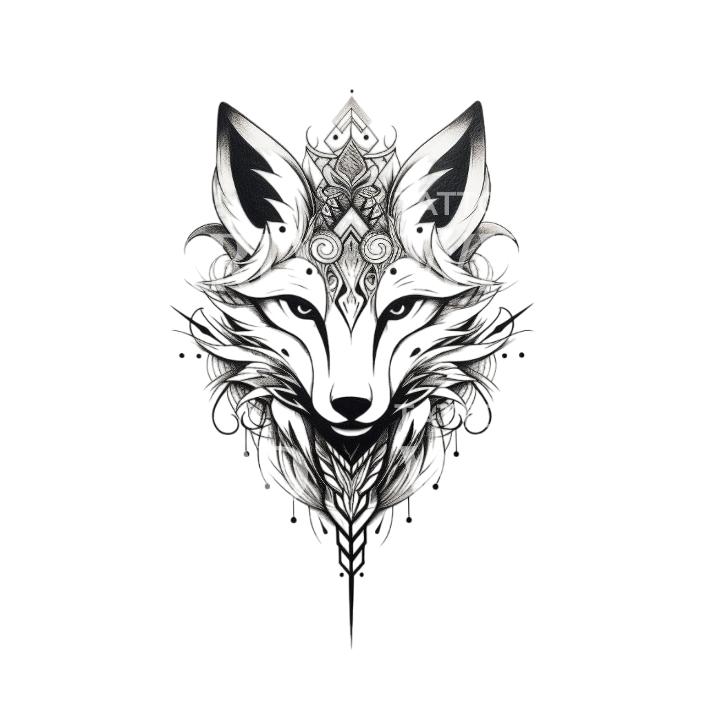 Black and Grey Fox Tattoo Design