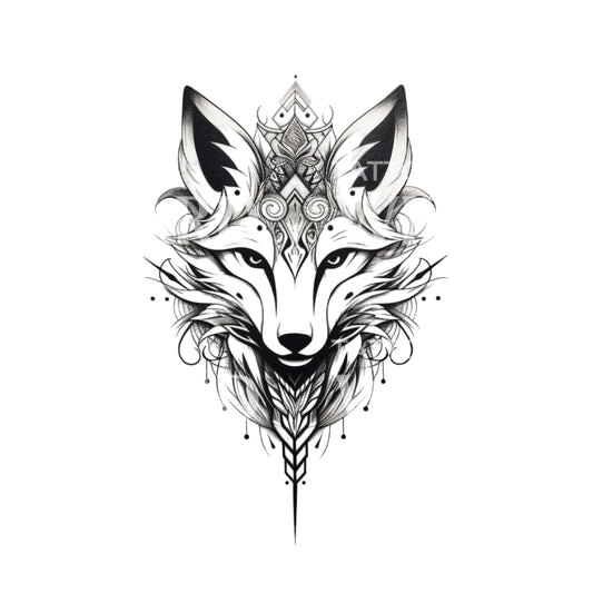 Black and Grey Fox Tattoo Design