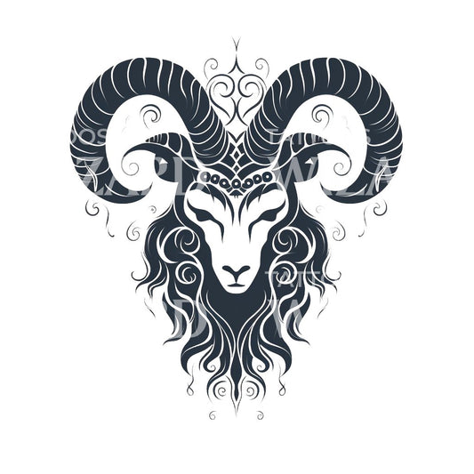 Aries Zodiac Sign Illustrative Tattoo Design
