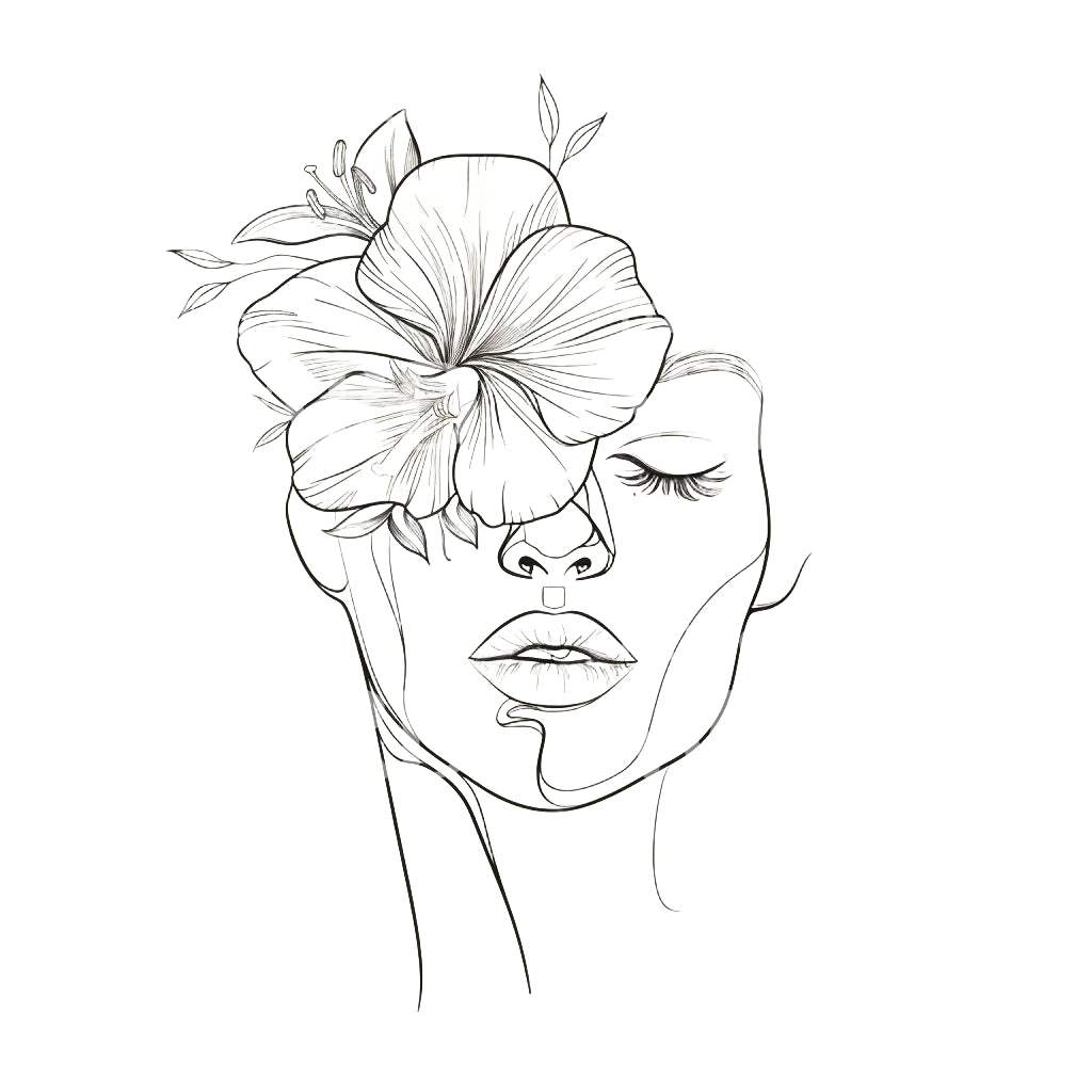Femme à l'Hibiscus Tattoo Design