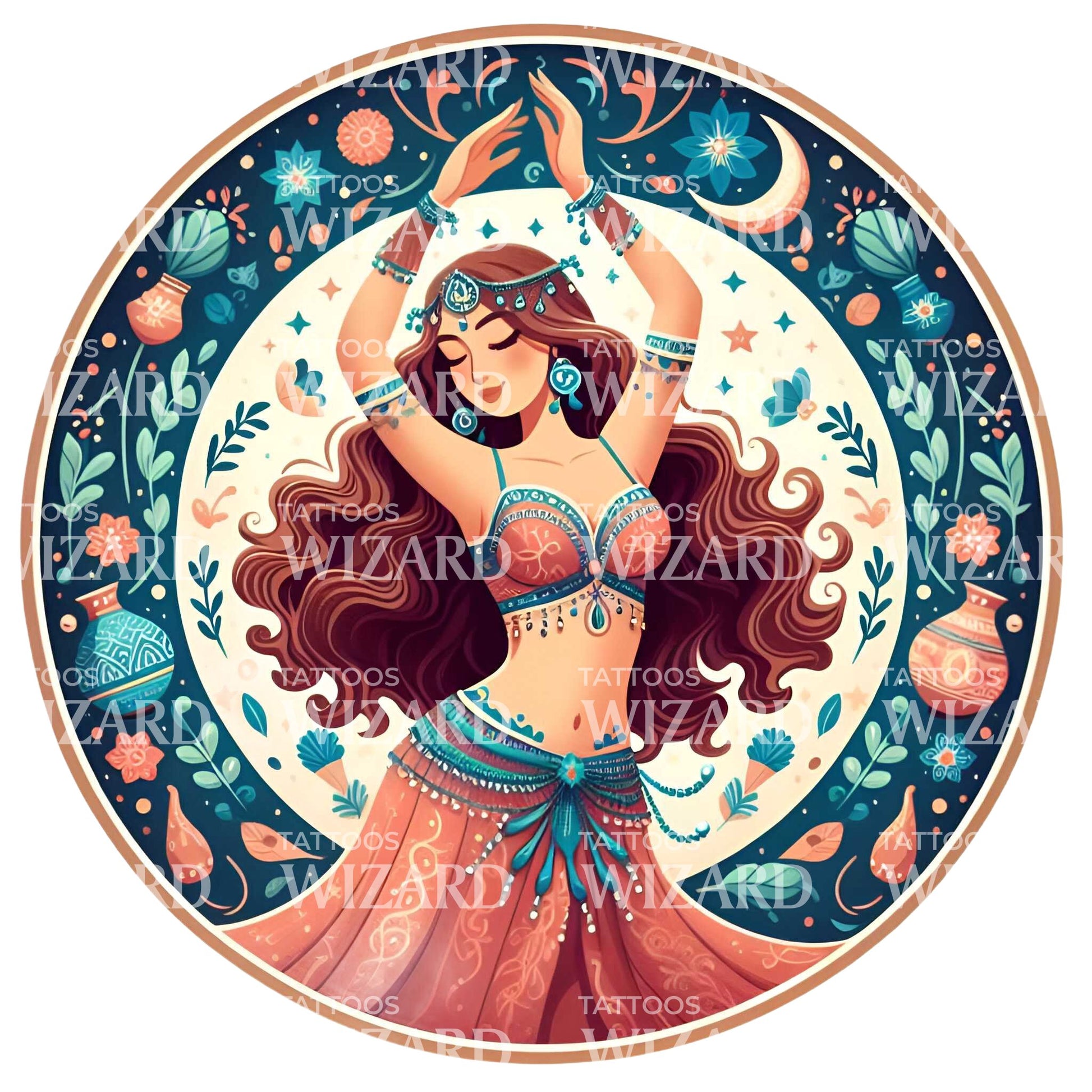 Beauty In The Arabian Nights Tattoo Design