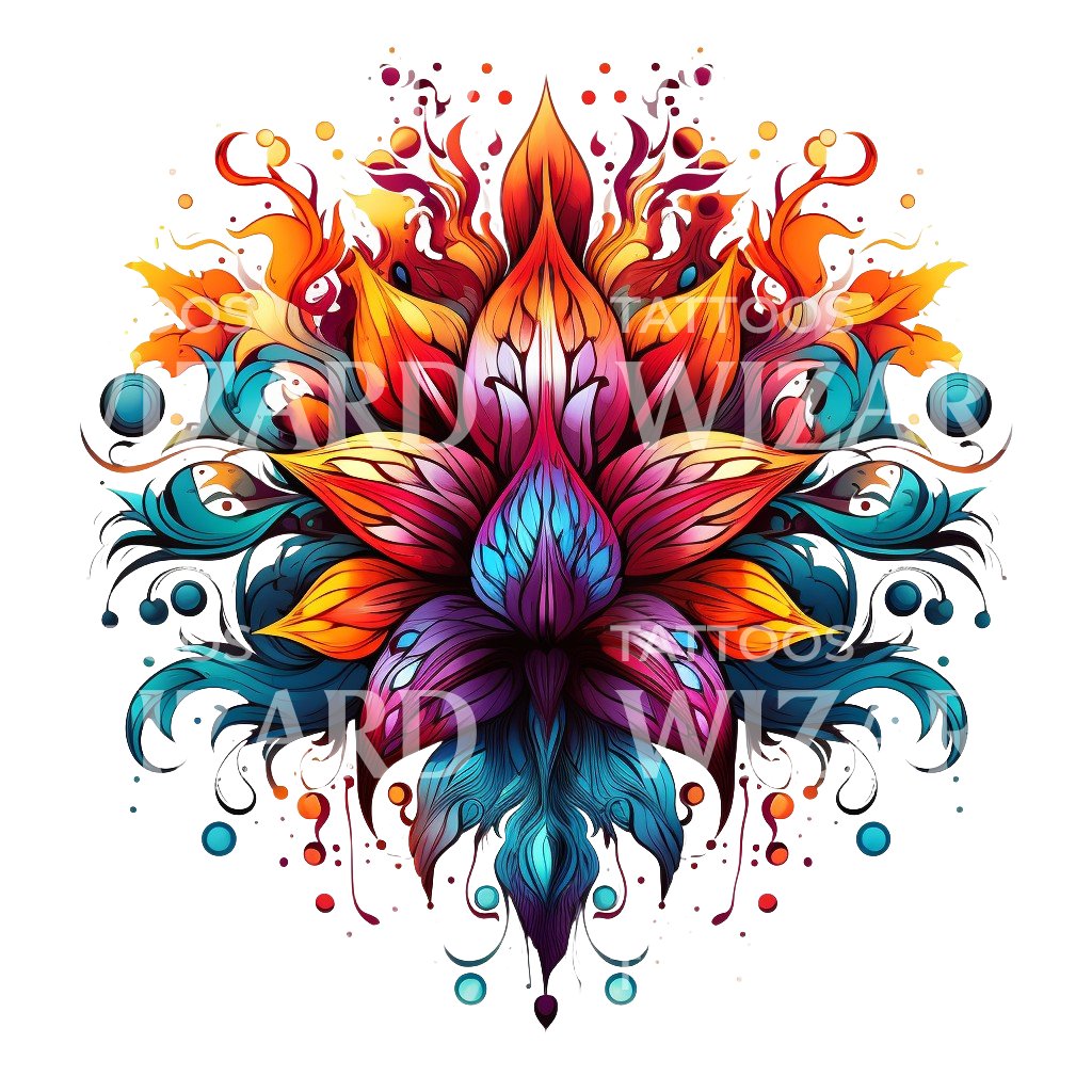 Psychedelic Flower Tattoo Design