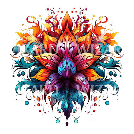 Psychedelic Flower Tattoo Design