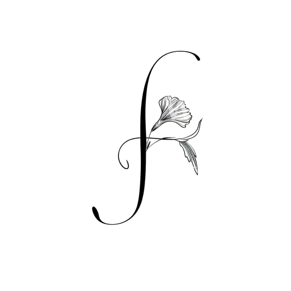 Delicate Lowercase F Tattoo Design