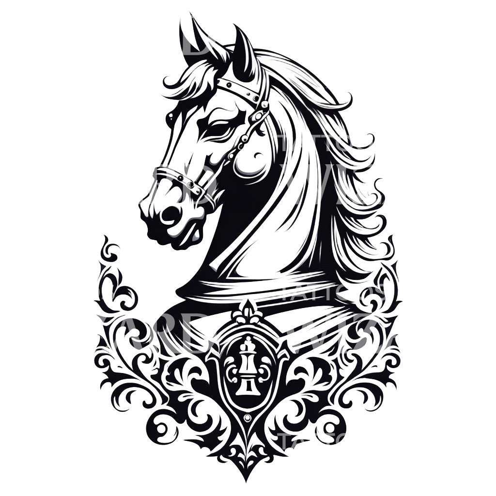 Knight Quest Chess Tattoo Design