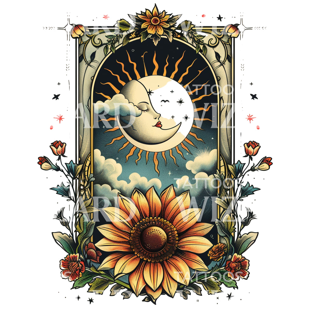 Old School Spring Equinox Tattoo Design