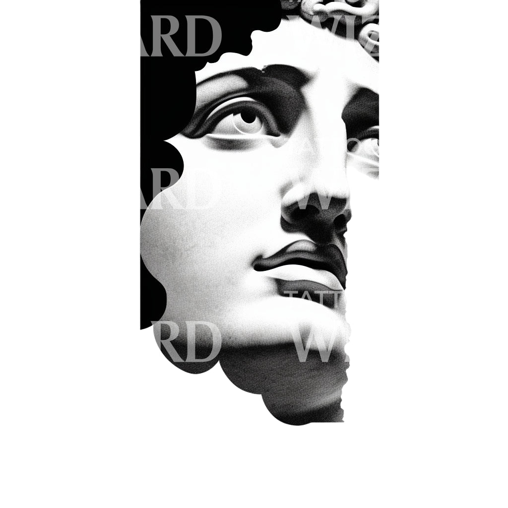 Modern Greek God Bust Tattoo Design