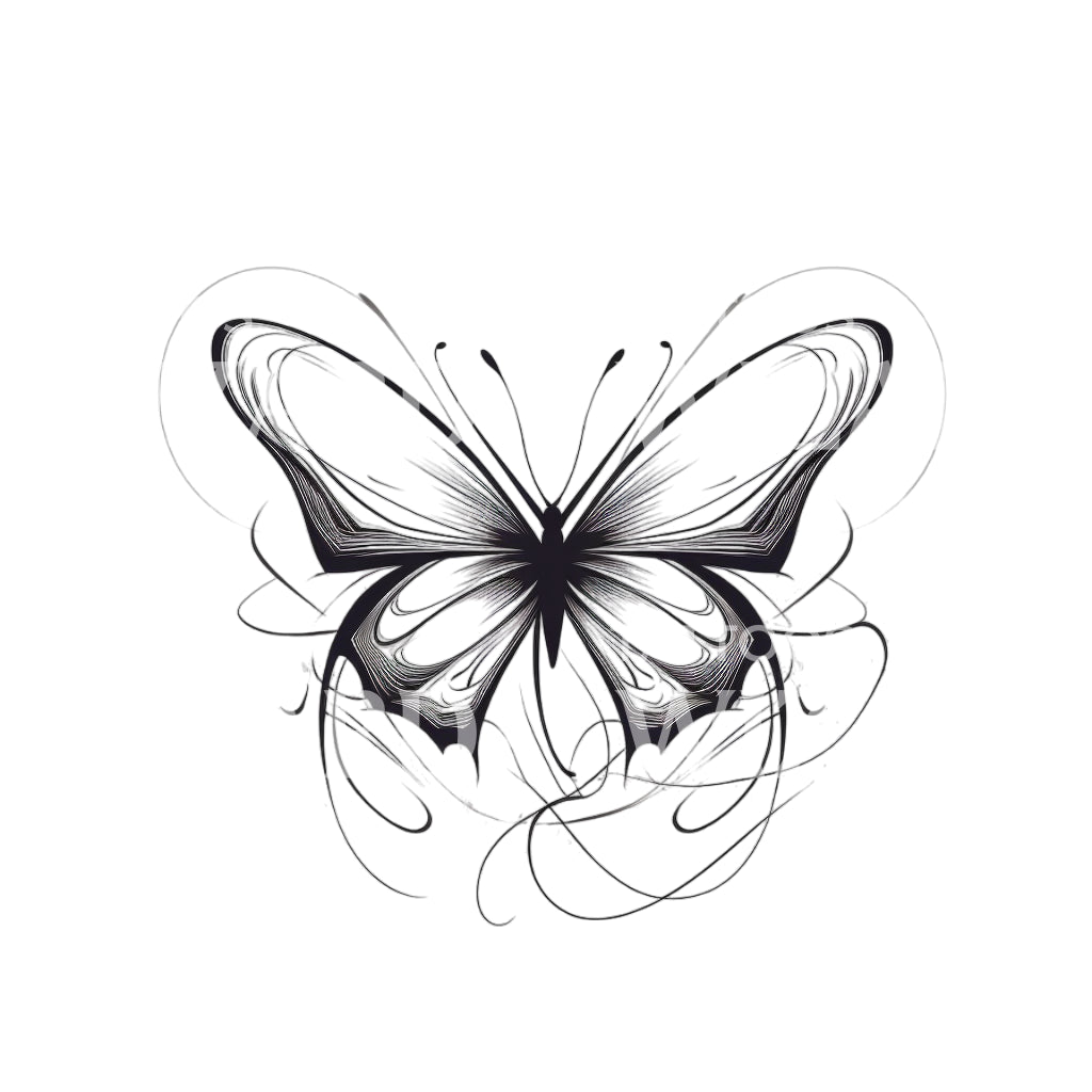 Fineline Butterfly Tattoo Design