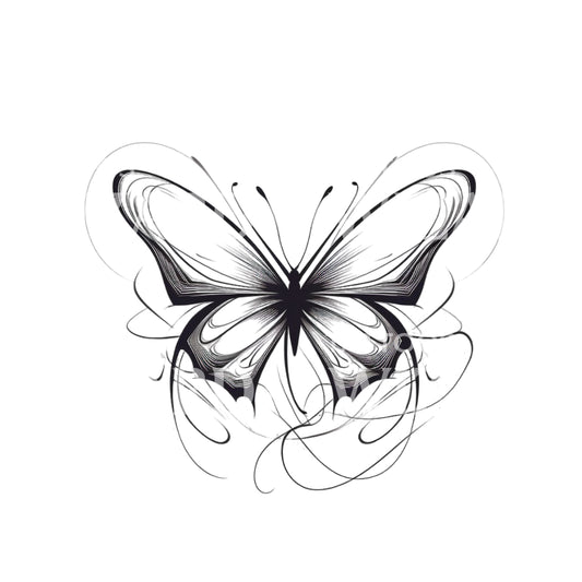 Fineline Butterfly Tattoo Design