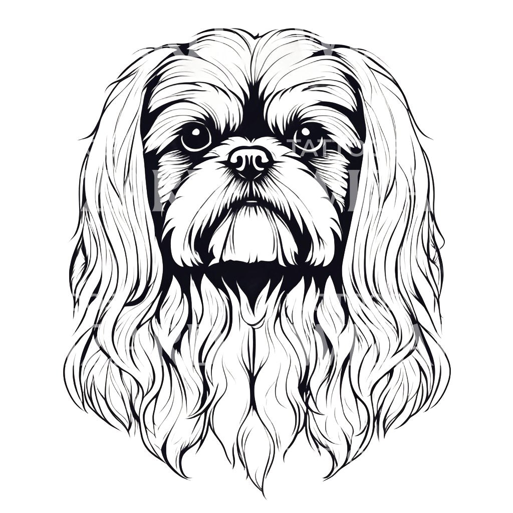 Shih Tzu Dog Head Tattoo Design